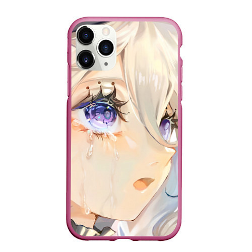 Чехол iPhone 11 Pro матовый Genshin Impact Furina cry tears / 3D-Малиновый – фото 1