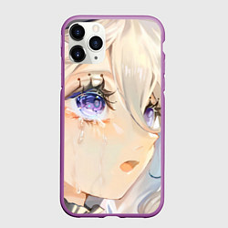 Чехол iPhone 11 Pro матовый Genshin Impact Furina cry tears, цвет: 3D-фиолетовый