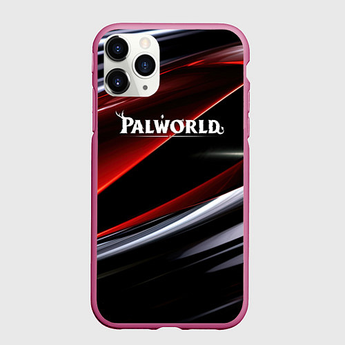 Чехол iPhone 11 Pro матовый Palworld logo темная абстракция / 3D-Малиновый – фото 1
