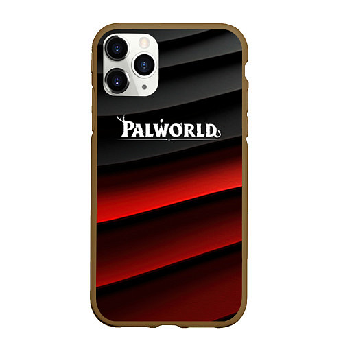 Чехол iPhone 11 Pro матовый Palworld logo black red abstract / 3D-Коричневый – фото 1