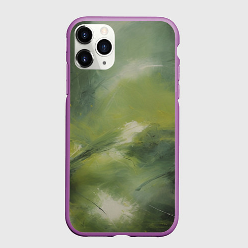 Чехол iPhone 11 Pro матовый Зеленая палитра / 3D-Фиолетовый – фото 1