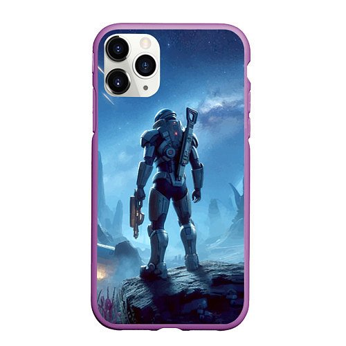 Чехол iPhone 11 Pro матовый Mass Effect - ai art / 3D-Фиолетовый – фото 1