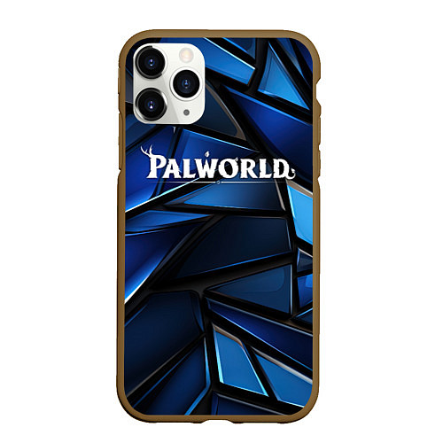 Чехол iPhone 11 Pro матовый Palworld логотип синий абстрактный фон / 3D-Коричневый – фото 1