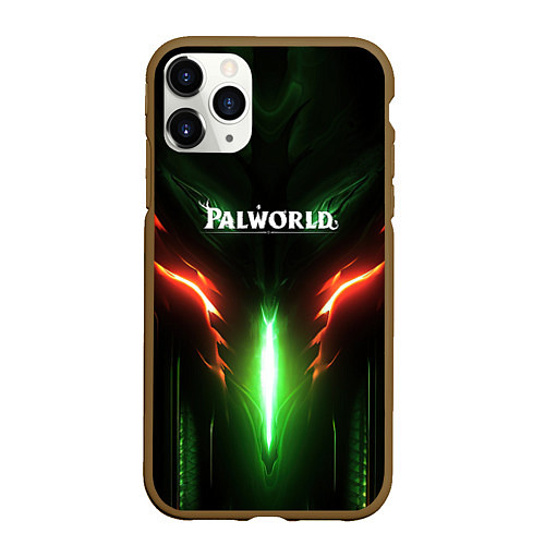 Чехол iPhone 11 Pro матовый Palworld зеленый неоновый свет / 3D-Коричневый – фото 1