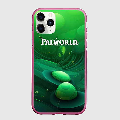 Чехол iPhone 11 Pro матовый Palworld зеленый мир / 3D-Малиновый – фото 1