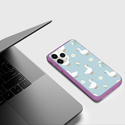Чехол iPhone 11 Pro матовый Гусиный узор, цвет: 3D-фиолетовый — фото 2