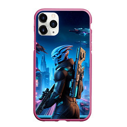 Чехол iPhone 11 Pro матовый Mass Effect - ai art, цвет: 3D-малиновый