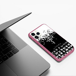 Чехол iPhone 11 Pro матовый Fullmetal Alchemist текстура иероглифы, цвет: 3D-малиновый — фото 2