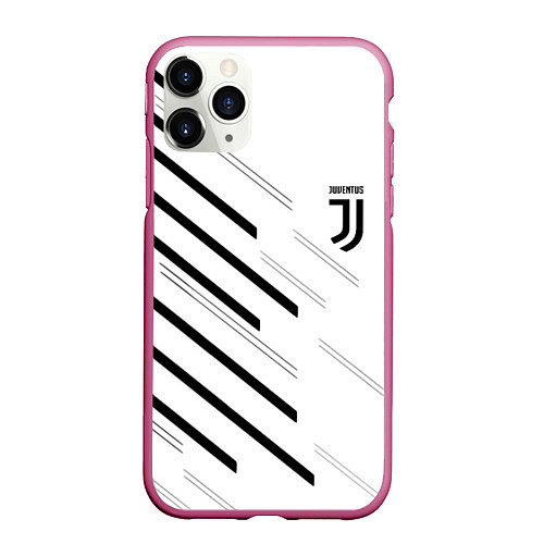 Чехол iPhone 11 Pro матовый Juventus sport geometry / 3D-Малиновый – фото 1