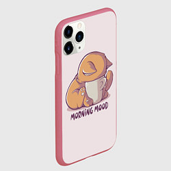 Чехол iPhone 11 Pro матовый Morning mood - cat, цвет: 3D-малиновый — фото 2