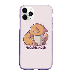 Чехол iPhone 11 Pro матовый Morning mood - cat, цвет: 3D-светло-сиреневый