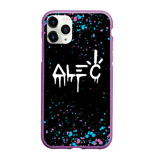 Чехол iPhone 11 Pro матовый Alec monopoly graffiti брызги / 3D-Фиолетовый – фото 1