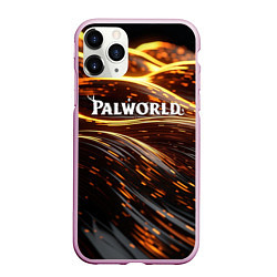 Чехол iPhone 11 Pro матовый Palworld логотип золотистый и черный фон, цвет: 3D-розовый