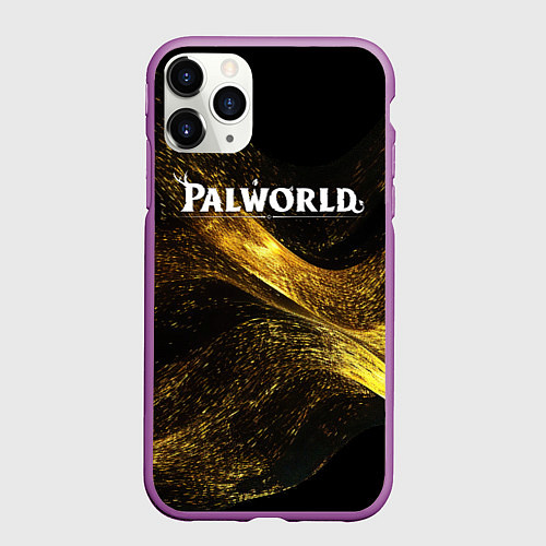 Чехол iPhone 11 Pro матовый Palworld логотип золотая пыльца / 3D-Фиолетовый – фото 1