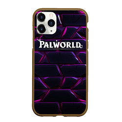 Чехол iPhone 11 Pro матовый Palworld логотип фиолетовые яркие плиты