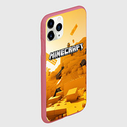 Чехол iPhone 11 Pro матовый Minecraft logo яркий желтый мир, цвет: 3D-малиновый — фото 2