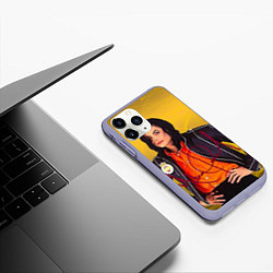 Чехол iPhone 11 Pro матовый Michael Jackson на золотом фоне с графикой, цвет: 3D-светло-сиреневый — фото 2