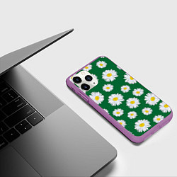 Чехол iPhone 11 Pro матовый Ромашки поле из цветов, цвет: 3D-фиолетовый — фото 2