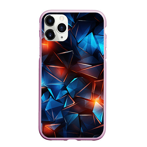 Чехол iPhone 11 Pro матовый Синие и красные осколки стекла / 3D-Розовый – фото 1