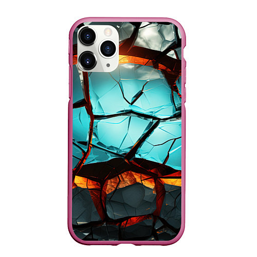 Чехол iPhone 11 Pro матовый Абстрактные камни разломленные / 3D-Малиновый – фото 1