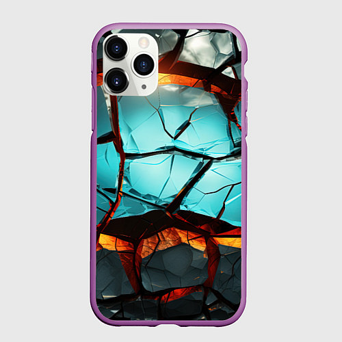 Чехол iPhone 11 Pro матовый Абстрактные камни разломленные / 3D-Фиолетовый – фото 1