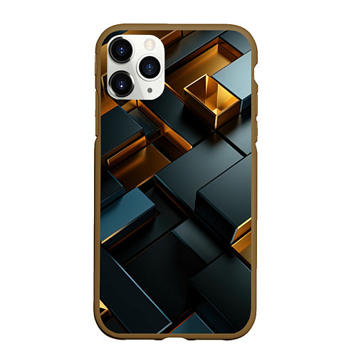 Чехол iPhone 11 Pro матовый Черные и золотые слитки / 3D-Коричневый – фото 1
