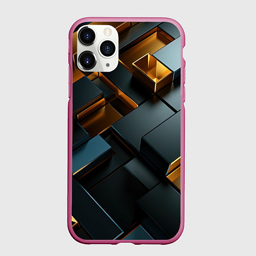 Чехол iPhone 11 Pro матовый Черные и золотые слитки / 3D-Малиновый – фото 1