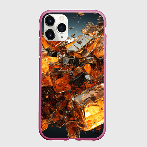 Чехол iPhone 11 Pro матовый Янтарный взрыв / 3D-Малиновый – фото 1