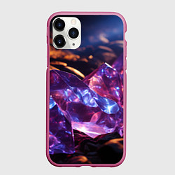 Чехол iPhone 11 Pro матовый Фиолетовые комические камни, цвет: 3D-малиновый