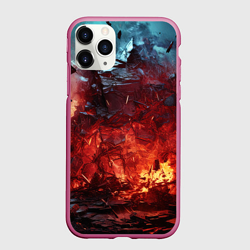 Чехол iPhone 11 Pro матовый Абстрактный взрыв / 3D-Малиновый – фото 1