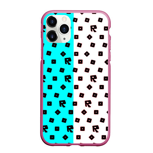 Чехол iPhone 11 Pro матовый Roblox pattern logo mobile / 3D-Малиновый – фото 1
