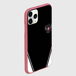 Чехол iPhone 11 Pro матовый Спортивная геометрия герб рф, цвет: 3D-малиновый — фото 2