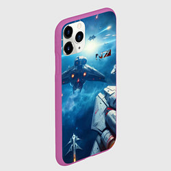 Чехол iPhone 11 Pro матовый Mass Effect - space neon, цвет: 3D-фиолетовый — фото 2