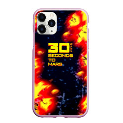 Чехол iPhone 11 Pro матовый Thirty Seconds to Mars огненное лого, цвет: 3D-розовый