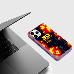 Чехол iPhone 11 Pro матовый Thirty Seconds to Mars огненное лого, цвет: 3D-фиолетовый — фото 2