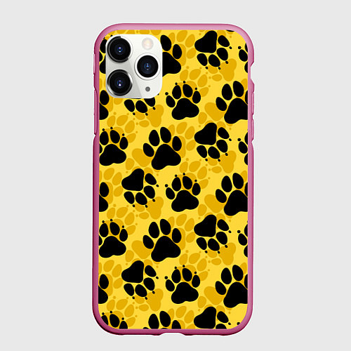 Чехол iPhone 11 Pro матовый Dogs paws / 3D-Малиновый – фото 1