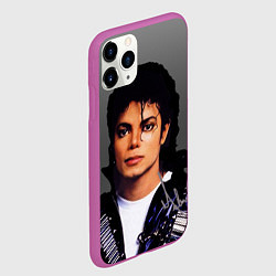 Чехол iPhone 11 Pro матовый Майкл Джексон с автографом на сером фоне, цвет: 3D-фиолетовый — фото 2