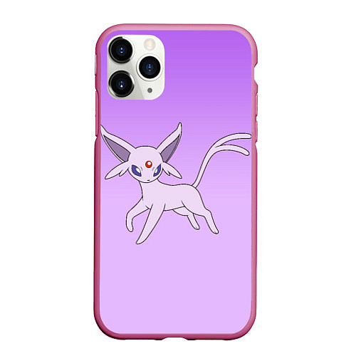 Чехол iPhone 11 Pro матовый Espeon Pokemon - розовая кошка покемон / 3D-Малиновый – фото 1