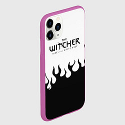 Чехол iPhone 11 Pro матовый Ведьмак лого чёрный огонь, цвет: 3D-фиолетовый — фото 2