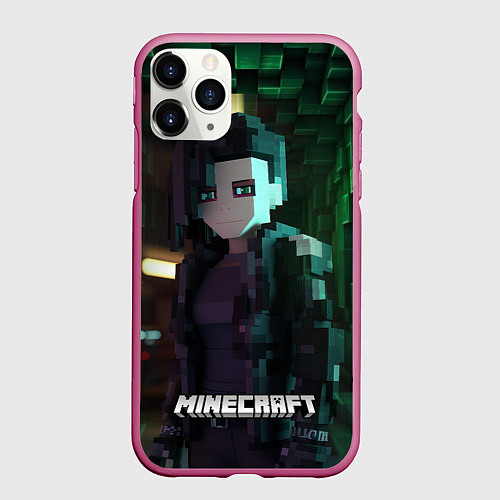 Чехол iPhone 11 Pro матовый Minecraft matrix / 3D-Малиновый – фото 1
