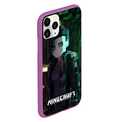 Чехол iPhone 11 Pro матовый Minecraft matrix, цвет: 3D-фиолетовый — фото 2