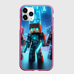 Чехол iPhone 11 Pro матовый Minecraft - ai art neon