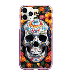 Чехол iPhone 11 Pro матовый Bright colors and a skull