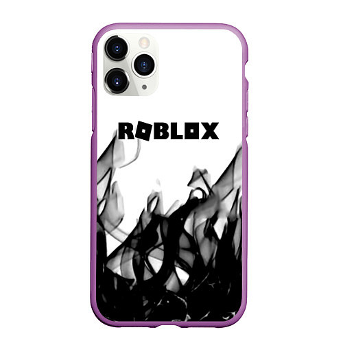 Чехол iPhone 11 Pro матовый Roblox flame текстура / 3D-Фиолетовый – фото 1
