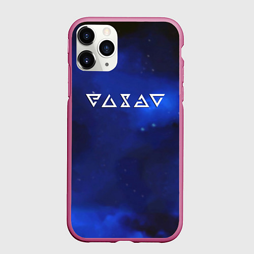 Чехол iPhone 11 Pro матовый Ведьмак лого космос / 3D-Малиновый – фото 1