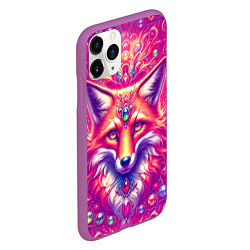 Чехол iPhone 11 Pro матовый Лиса с драгоценными камнями, цвет: 3D-фиолетовый — фото 2