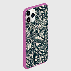 Чехол iPhone 11 Pro матовый Японская татуировка, цвет: 3D-фиолетовый — фото 2