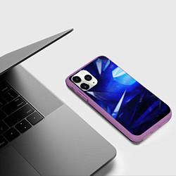 Чехол iPhone 11 Pro матовый Black and blue abstract background sport style, цвет: 3D-фиолетовый — фото 2