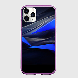 Чехол iPhone 11 Pro матовый Black and blue abstract background sport style, цвет: 3D-фиолетовый