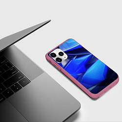 Чехол iPhone 11 Pro матовый Темный синий фон спортивный стиль абстракт, цвет: 3D-малиновый — фото 2